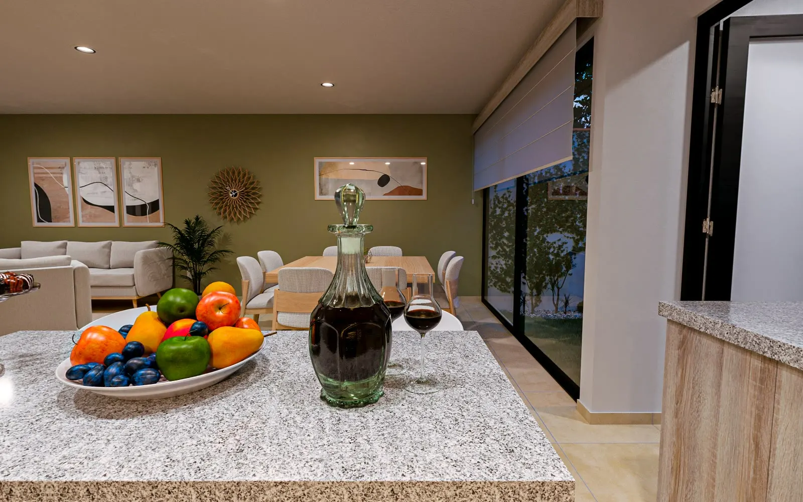 Cocina con isla del modelo Lucero