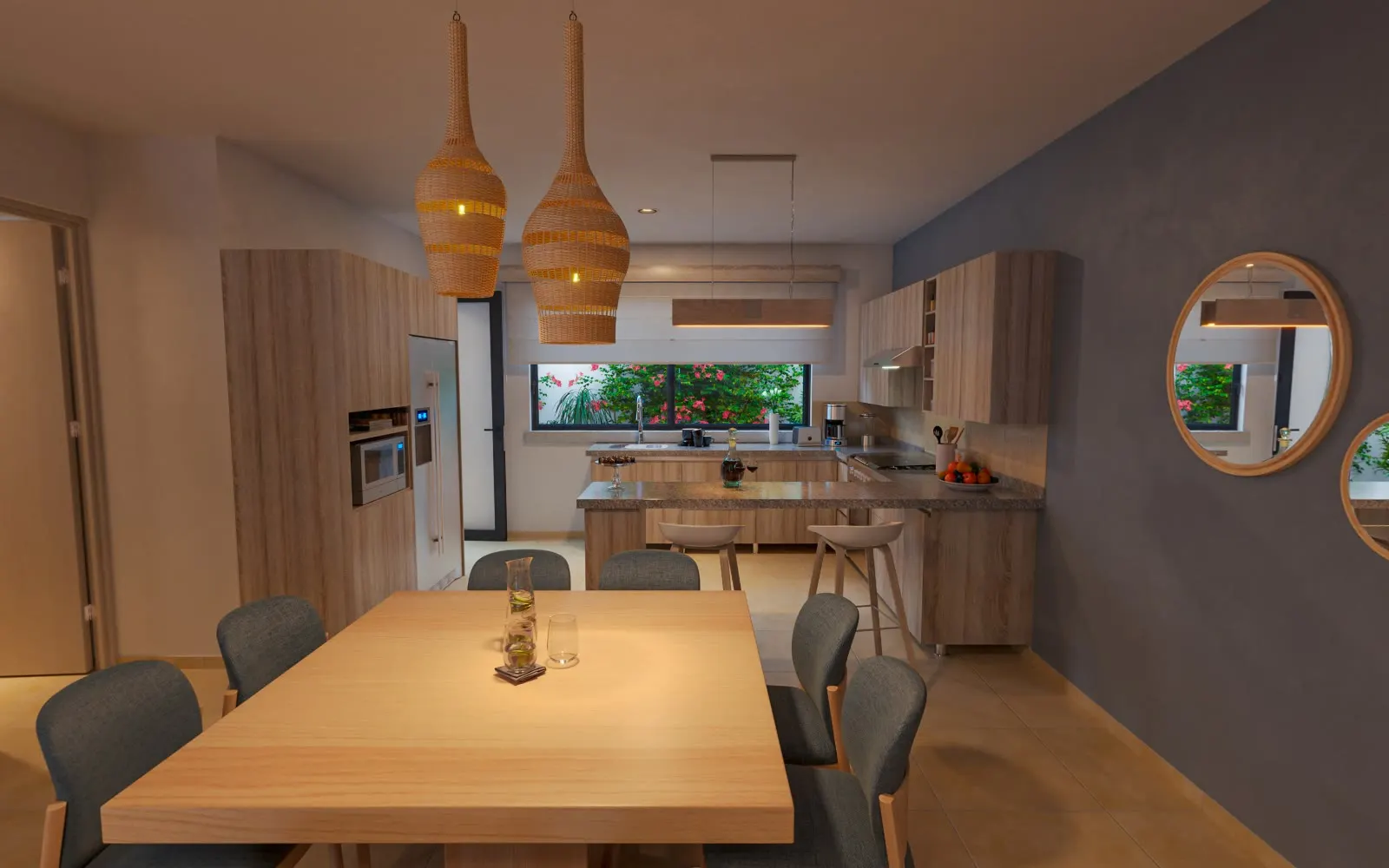 Comedor y cocina del modelo Aqua