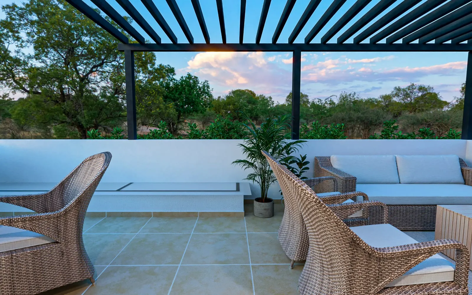 Roof garden con pérgola, modelo Lucero